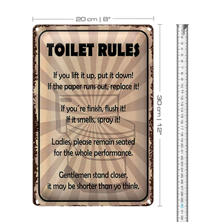 Blechschild Spruch 20x30cm toilet rules if you lift it up