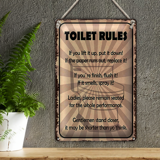 Blechschild Spruch 20x30cm toilet rules if you lift it up