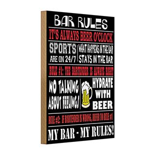 Holzschild Spruch 20x30cm Bar rules Bier my bar my rules
