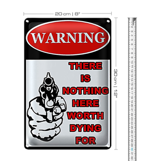 Blechschild Spruch 20x30cm warning there is nothing here