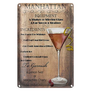 Blechschild 20x30cm Manhattan Equipment ingredients