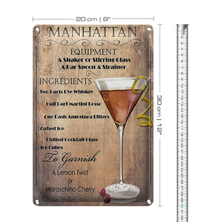 Blechschild 20x30cm Manhattan Equipment ingredients