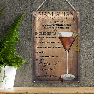 Blechschild 20x30cm Manhattan Equipment ingredients