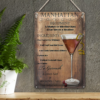 Blechschild 20x30cm Manhattan Equipment ingredients