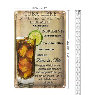 Blechschild 20x30cm Cuba Libre Equipment ingredient