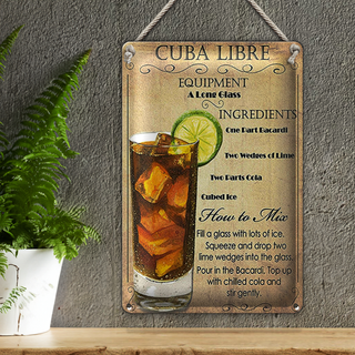 Blechschild 20x30cm Cuba Libre Equipment ingredient