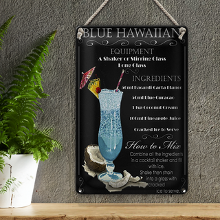 Blechschild 20x30cm blue hawaiian ingredients