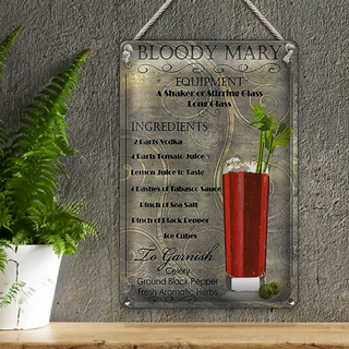 Blechschild 20x30cm bloody mary Cocktail ingredient