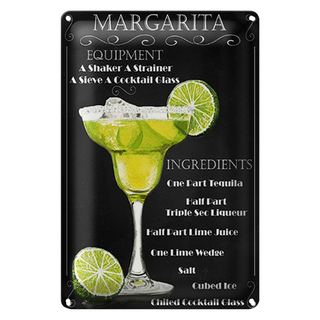 Blechschild 20x30cm Margarita Equipment ingredients