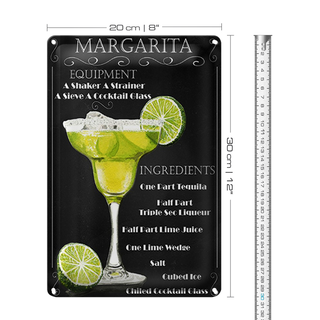 Blechschild 20x30cm Margarita Equipment ingredients