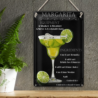 Blechschild 20x30cm Margarita Equipment ingredients