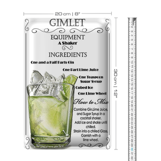 Blechschild 20x30cm Gimlet Equipment ingredients