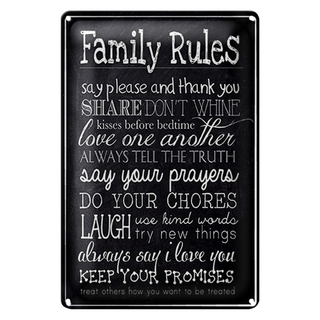 Blechschild Spruch 20x30cm Family Rules say please