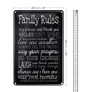 Blechschild Spruch 20x30cm Family Rules say please