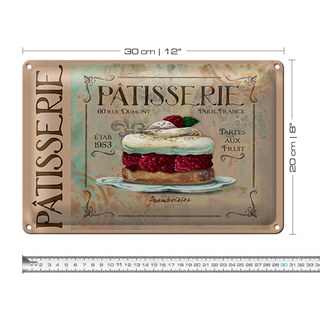 Blechschild Spruch 30x20cm Patisserie Paris Tartes Kuchen