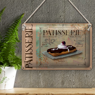 Blechschild Spruch 30x20cm Patisserie Paris eclair Kuchen