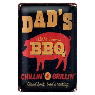 Blechschild Spruch 20x30cm Dad´s world famous BBQ grillin