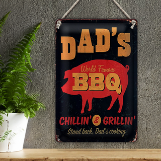 Blechschild Spruch 20x30cm Dad´s world famous BBQ grillin