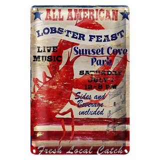 Blechschild Spruch 20x30cm all american lobster feast music