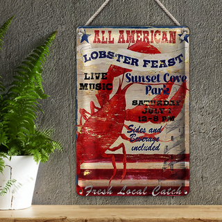 Blechschild Spruch 20x30cm all american lobster feast music