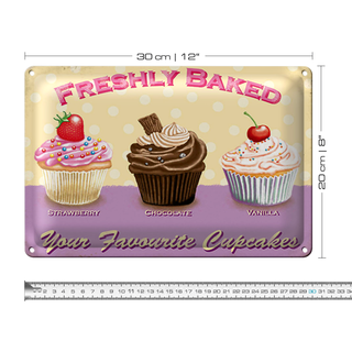 Blechschild Spruch 30x20cm baked your favourite cupcakes
