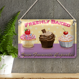 Blechschild Spruch 30x20cm baked your favourite cupcakes