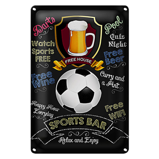 Blechschild Spruch 20x30cm sports bar free wine darts pool