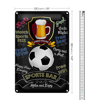 Blechschild Spruch 20x30cm sports bar free wine darts pool