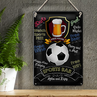 Blechschild Spruch 20x30cm sports bar free wine darts pool