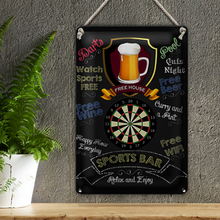 Blechschild Spruch 20x30cm sports bar Darts relax and enjoy
