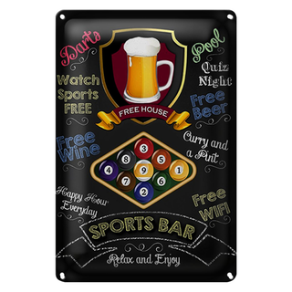 Blechschild Spruch 20x30cm sports bar Beer Billard Dekoration