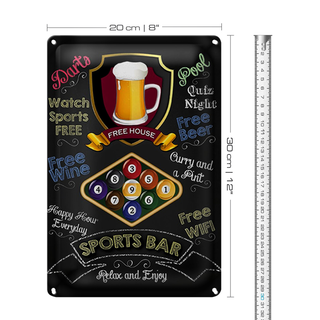 Blechschild Spruch 20x30cm sports bar Beer Billard Dekoration