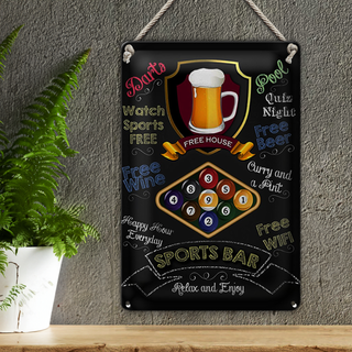 Blechschild Spruch 20x30cm sports bar Beer Billard Dekoration