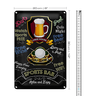 Blechschild Spruch 20x30cm sports bar Golf relax and enjoy