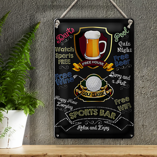 Blechschild Spruch 20x30cm sports bar Golf relax and enjoy