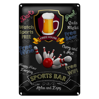 Blechschild Spruch 20x30cm sports bar Beer bowling Dekoration