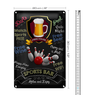 Blechschild Spruch 20x30cm sports bar Beer bowling Dekoration