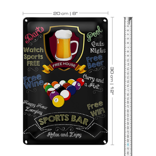 Blechschild Spruch 20x30cm sports bar Beer Bier relax enjoy