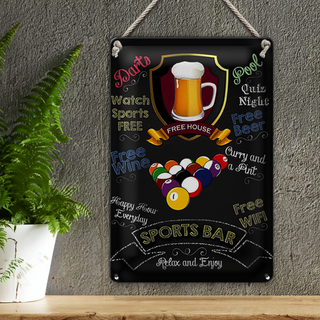Blechschild Spruch 20x30cm sports bar Beer Bier relax enjoy