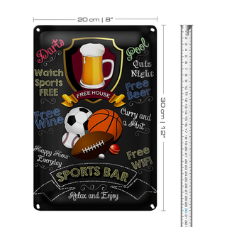 Blechschild Spruch 20x30cm sports bar happy hour Beer darts