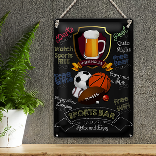 Blechschild Spruch 20x30cm sports bar happy hour Beer darts