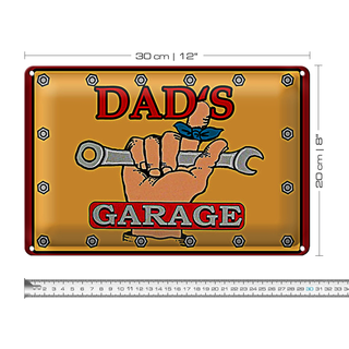 Blechschild Spruch 30x20cm dads Garage Papa Werkstatt
