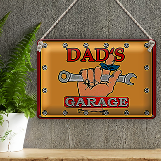 Blechschild Spruch 30x20cm dads Garage Papa Werkstatt