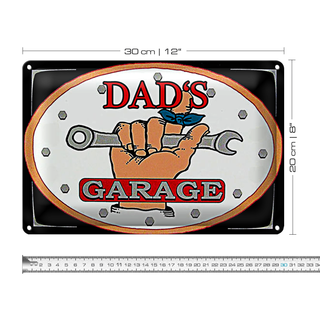 Blechschild Spruch 30x20cm dads Garage Papas Werkstatt