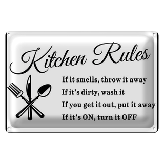 Blechschild Spruch 30x20cm Kitchen Rules Küche Regeln