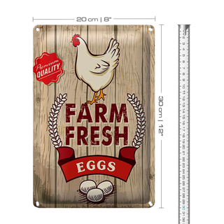 Blechschild Spruch 20x30cm Huhn farm fresh eggs premium