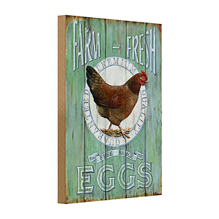 Holzschild Spruch 20x30cm Huhn Farm fresh Eggs free range