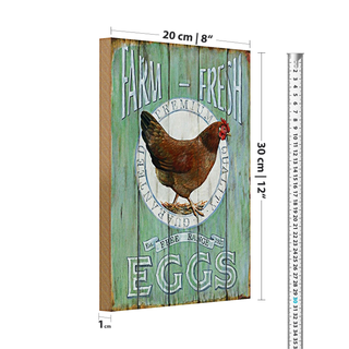 Holzschild Spruch 20x30cm Huhn Farm fresh Eggs free range