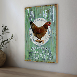Holzschild Spruch 20x30cm Huhn Farm fresh Eggs free range