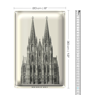 Blechschild Zeichnung 20x30cm der Dom zu Köln Kölner Dom